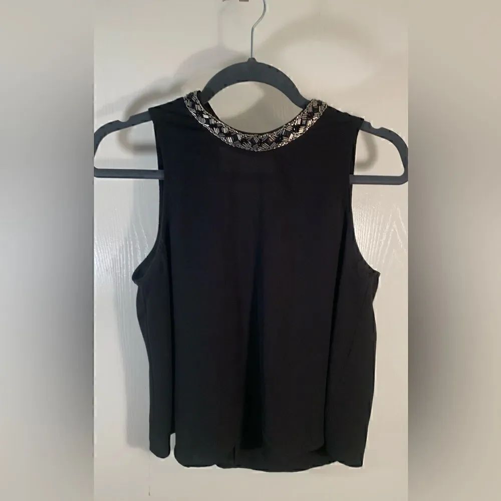 ASTR EUC black/silver sequined high neck tank top blouse Size small